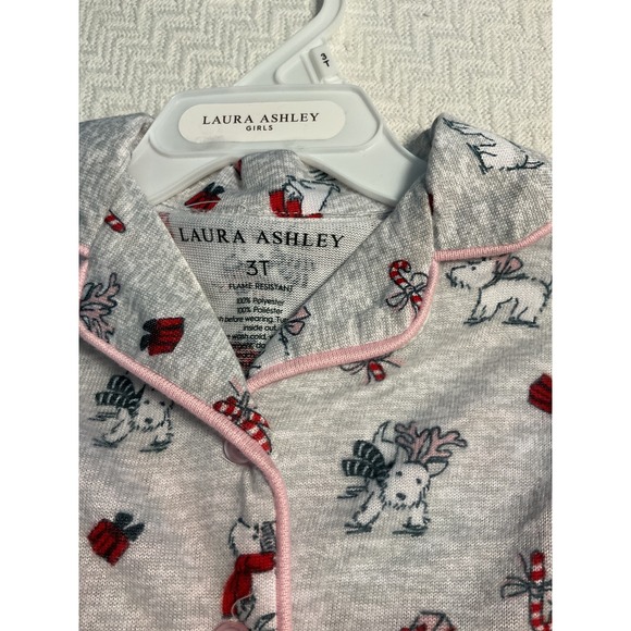 Laura Ashley Girls 3T Christmas Pajamas Sleepwear Set Reindeer Candy Cane Print - Picture 2 of 5